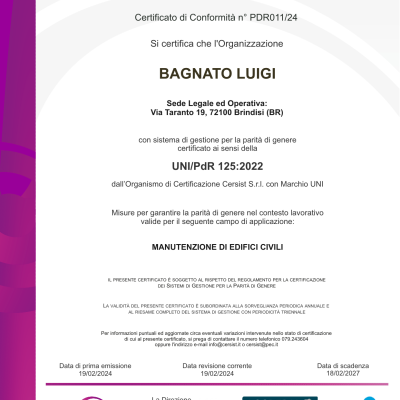 Certificato Pdr01124 Bagnato Luigi 1
